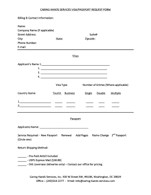Visa/Passport Request Form