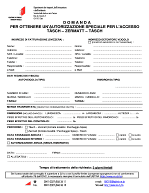 Domanda per ottenere un'autorizzazione speciale per l'accesso