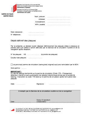 Formulaire de dépôt définitif des plaques