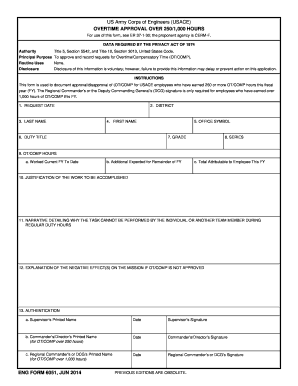 USACE Overtime Approval Form