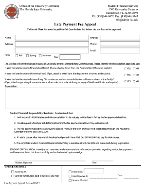 Late Payment Fee Appeal Form