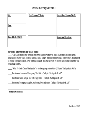 Earthquake Drill Record Form