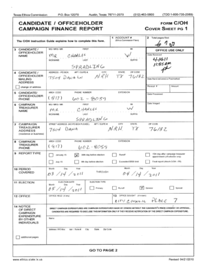 Texas Campaign Finance Report Form COH