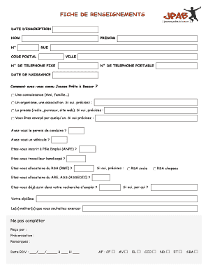 Fiche de renseignements