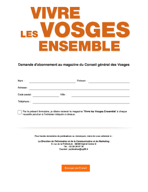 Demande d'abonnement au magazine du Conseil général des Vosges