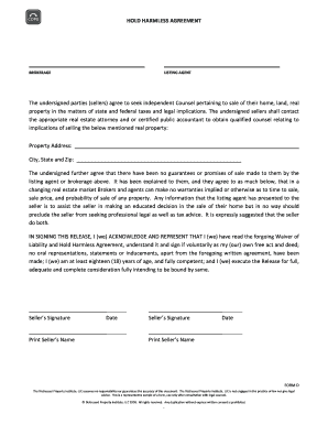 Hold Harmless Agreement for Real Estate Sale