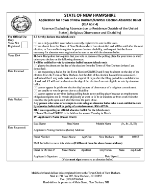 New Hampshire Absentee Ballot Application