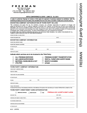 Exhibitor Third Party Billing Authorization