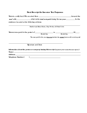 Rent Receipt for Income Tax Purposes