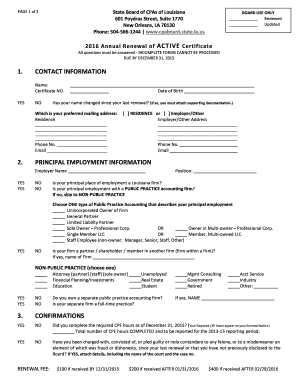 Louisiana CPA Annual Renewal Form