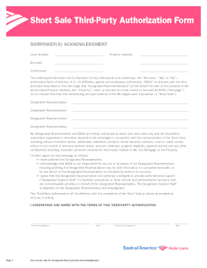 Short Sale Third-Party Authorization Form