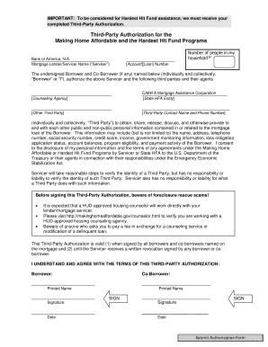 Third-Party Authorization for Hardest Hit Fund Programs