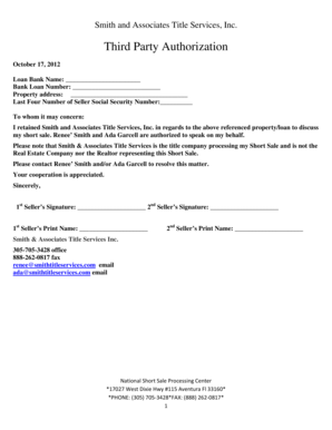 Third Party Authorization for Short Sale