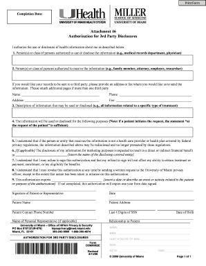 Authorization for 3rd Party Disclosures