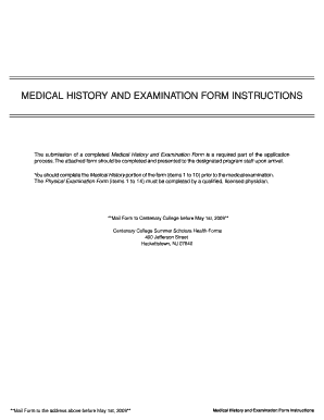 Medical History and Examination Form