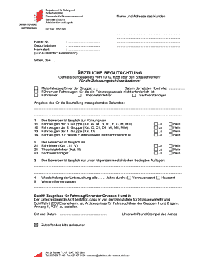 Ärztliche Begutachtung für Fahrzeugführer