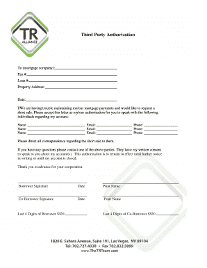 Third Party Authorization for Short Sale