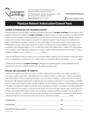 Lexington Cardiology Authorization/Consent Form