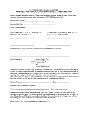 Authorization for Release of Protected Health Information