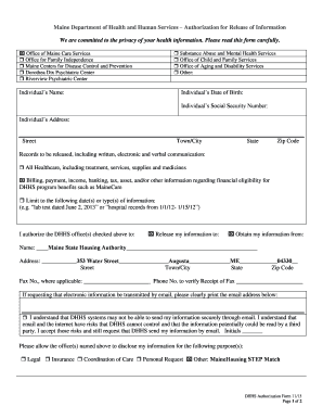 Maine Authorization for Release of Information