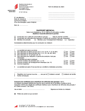 Rapport médical pour permis de conduire
