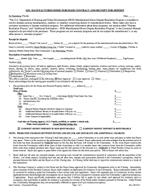 Manufactured Home Purchase Contract and Receipt for Deposit