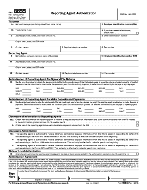 IRS Form 8655 Reporting Agent Authorization