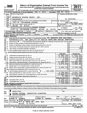 Form 990 Return of Organization Exempt From Income Tax