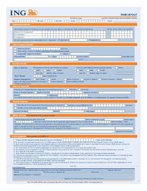 Term Deposit Account Opening Form for Non-Resident Indians