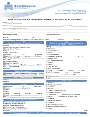 Medical Imaging Exam Request Form