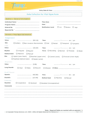 Vital Signs Data Collection Form