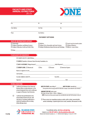 Faculty and Staff Annual Giving Form