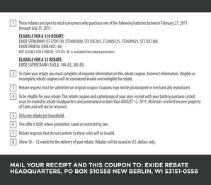 Exide Battery Rebate Form