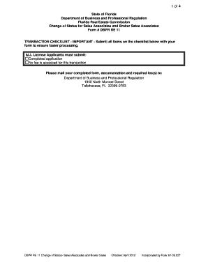 Florida Real Estate Commission Change of Status Form