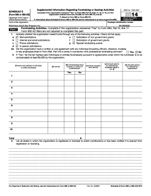 Schedule G Form 990 or 990-EZ