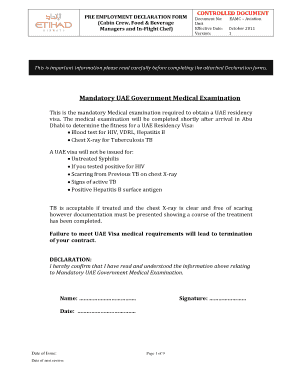 Pre-Employment Medical Declaration Form