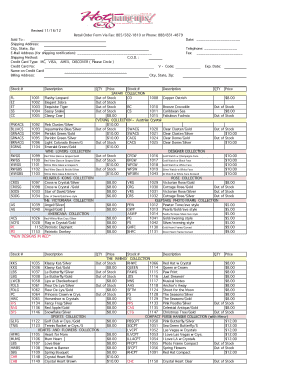 Retail Order Form