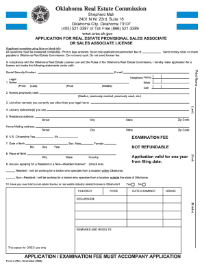 Oklahoma Real Estate Sales Associate License Application