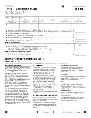 California Schedule D (541) 2015 Capital Gain or Loss
