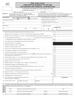 New Jersey Corporation Business Tax Return