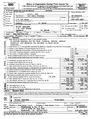 Form 990 2011 Tax Exempt Organization Return