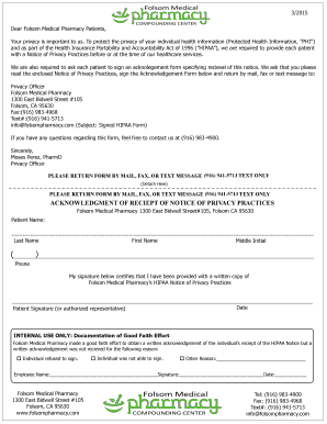 HIPAA Privacy Practices Acknowledgement Form