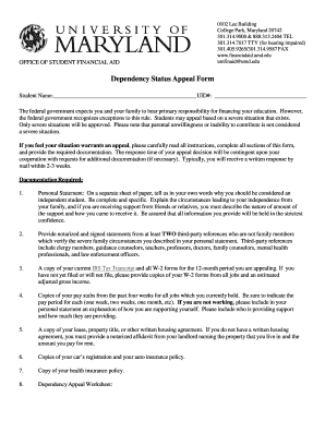 Dependency Status Appeal Form