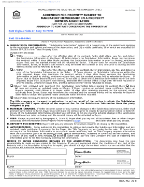 Texas Property Owners Association Addendum