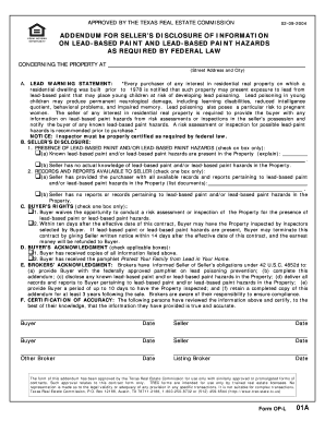 Texas Seller's Disclosure of Lead-Based Paint