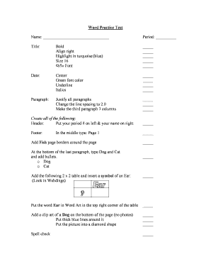 Word Practice Test Form