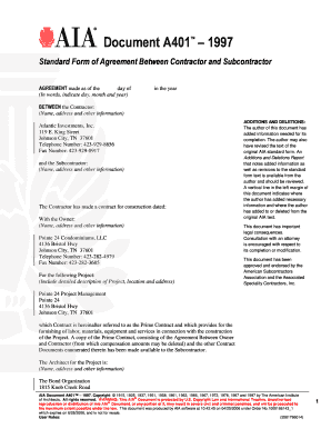 AIA Document A401 Subcontract Agreement