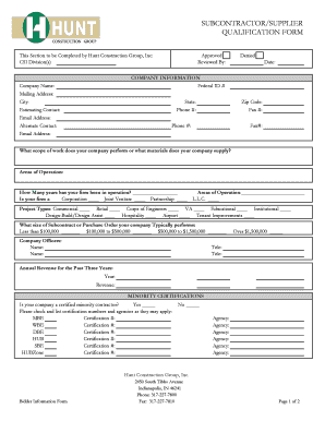 Subcontractor Supplier Qualification Form