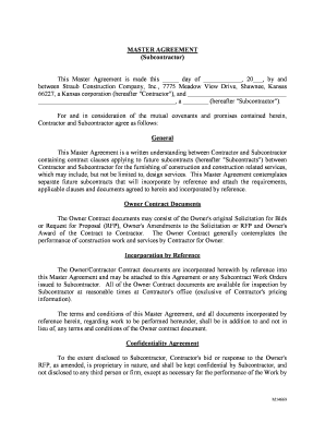 Master Subcontractor Agreement