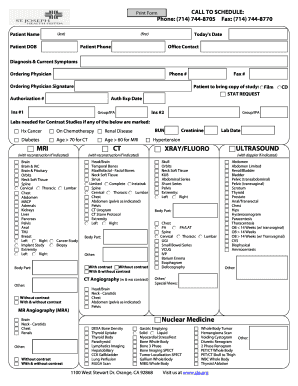 Medical Imaging Order Form